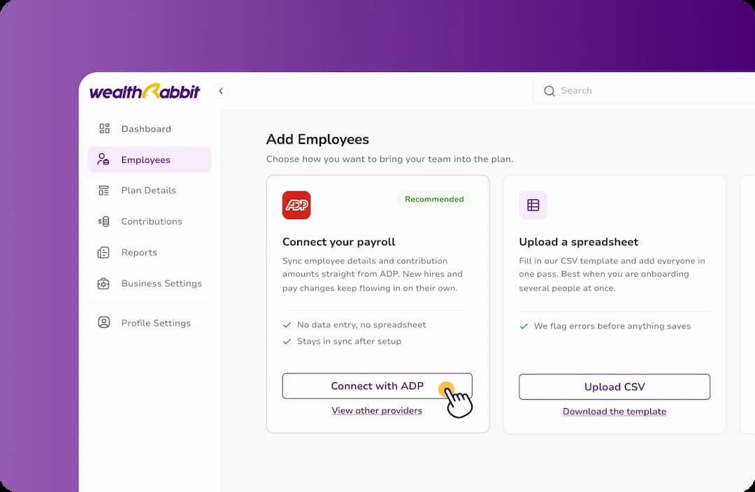 Click Connect with ADP